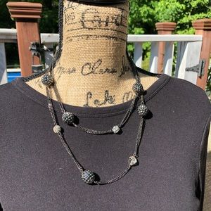 LOFT black necklace with rhinestone sphere beads